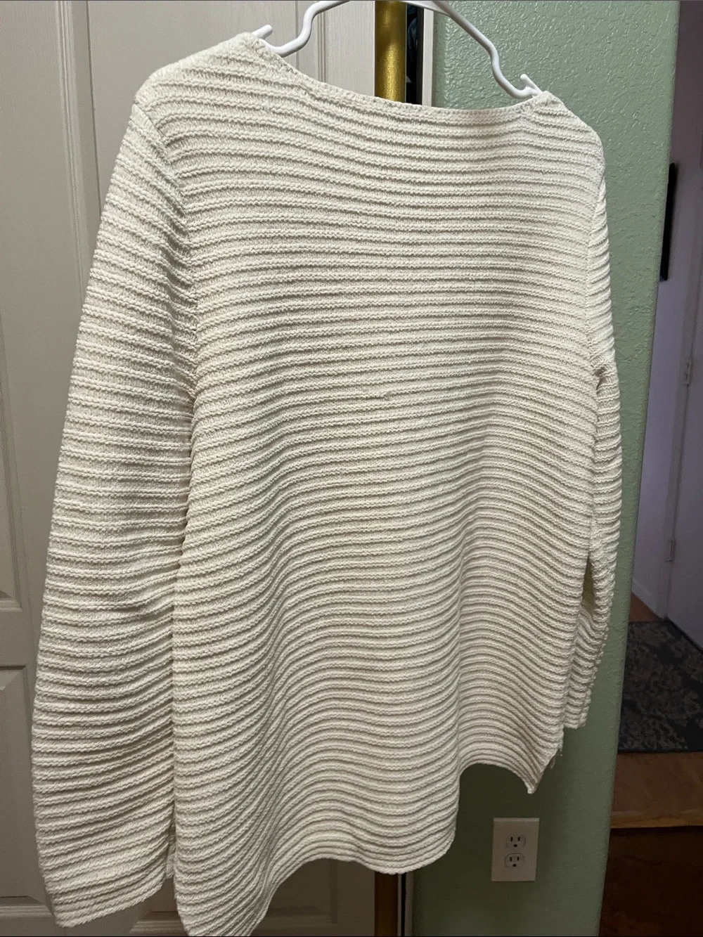 J. Jill Cream Chenile Textured Boatneck Sweater Sz Med Womens